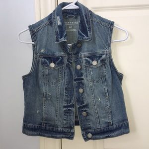 denim no sleeves jacket